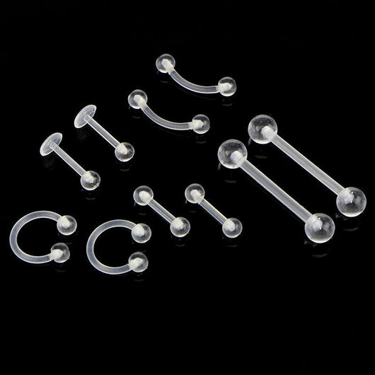 Set de 10 Piercings Acrílicos Invisibles - Multiuso para Ceja, Lengua, Labio y Nariz - Image 3