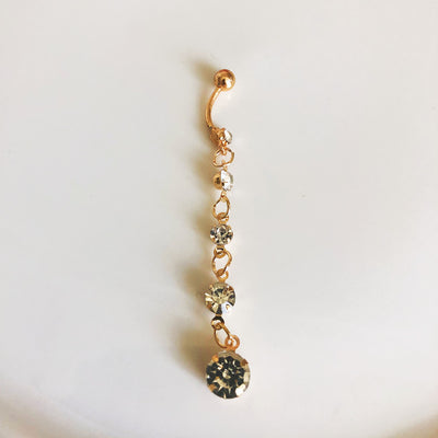 Aro Ombligo Cristal Zirconia Dorada con Borla - Joya Piercing Corporal - Image 9