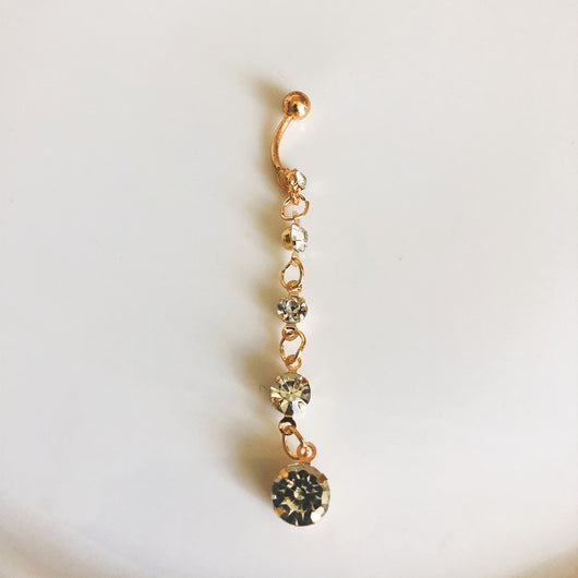 Aro Ombligo Cristal Zirconia Dorada con Borla - Joya Piercing Corporal - Image 9