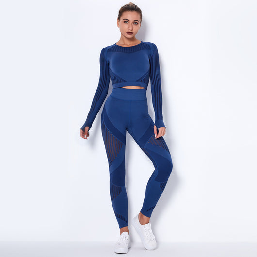 Conjunto de Yoga Absorbente sin Costuras con Manga Larga - Image 11