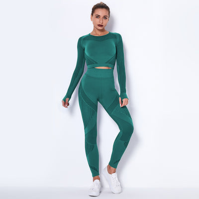Conjunto de Yoga Absorbente sin Costuras con Manga Larga - Image 9
