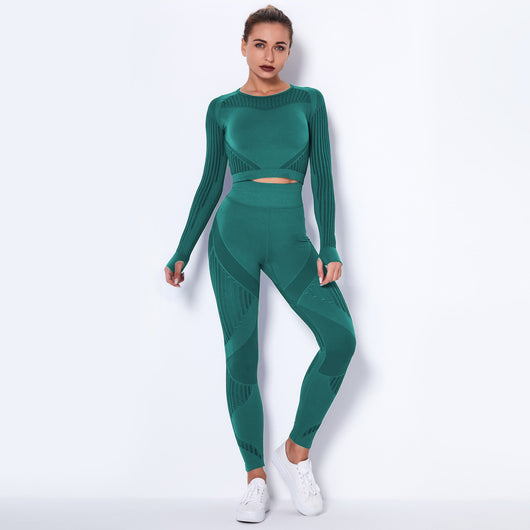 Conjunto de Yoga Absorbente sin Costuras con Manga Larga - Image 9