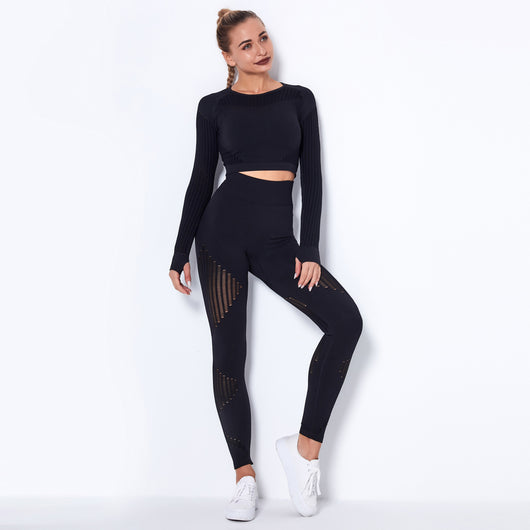 Conjunto de Yoga Absorbente sin Costuras con Manga Larga - Image 15