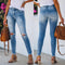 Pantalones Slim Fit Stretch con Roturas en los Tobillos para Mujer