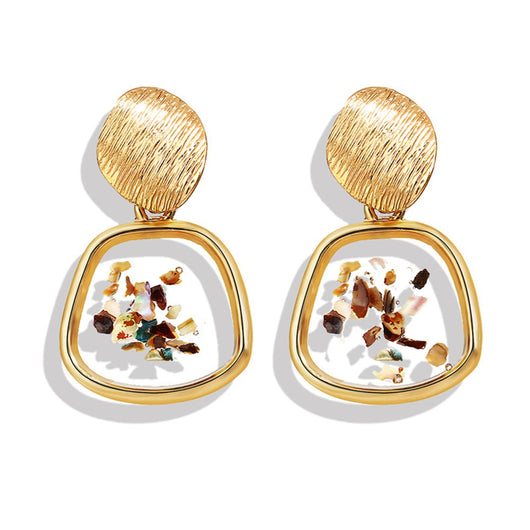 Aretes Geométricos Irregulares con Concha Marina Retro - Image 6
