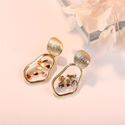 Aretes Geométricos Irregulares con Concha Marina Retro - Image 10