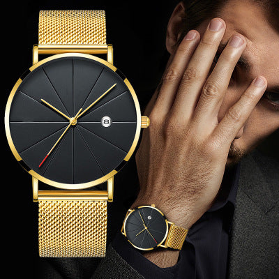 Reloj de Hombre con Calendario Acero Inoxidable Malla Metálica Cuarzo