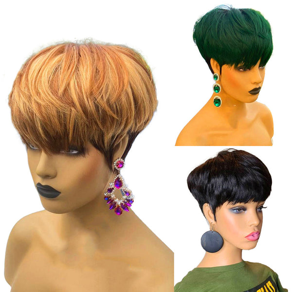 Peluca Bob Corta Liso Europeo Americano - Cabello Sintético Premium