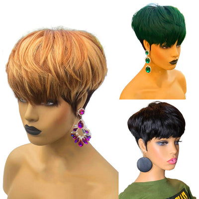 Peluca Bob Corta Liso Europeo Americano - Cabello Sintético Premium
