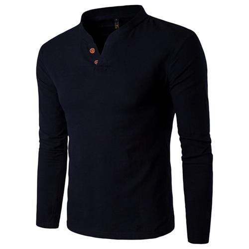 Camisa de Lino y Algodón para Hombre con Cuello Mao y Dos Botones - Image 6