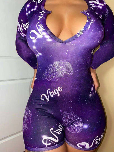 Pijama de Una Pieza Estampado Moderno Talla Grande Cómodo para Casa - Image 3
