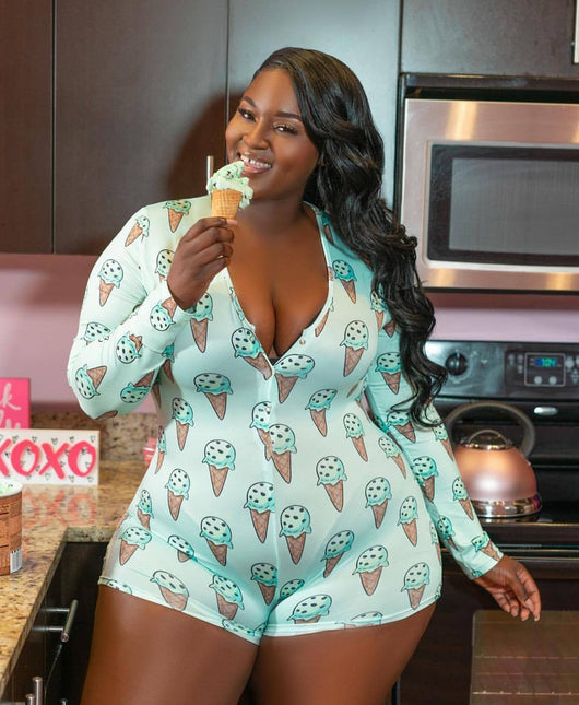 Pijama de Una Pieza Estampado Moderno Talla Grande Cómodo para Casa - Image 5