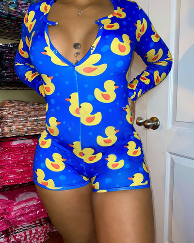 Pijama de Una Pieza Estampado Moderno Talla Grande Cómodo para Casa - Image 6