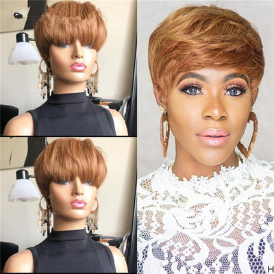 Peluca Corta Estilo Europeo Cabello Natural Negro y Castaño Fibra Sintética Premium - Image 6