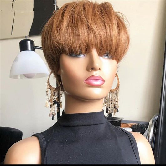 Peluca Corta Estilo Europeo Cabello Natural Negro y Castaño Fibra Sintética Premium - Image 9