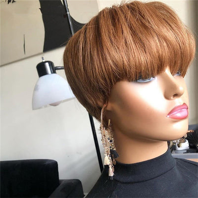 Peluca Corta Estilo Europeo Cabello Natural Negro y Castaño Fibra Sintética Premium - Image 5