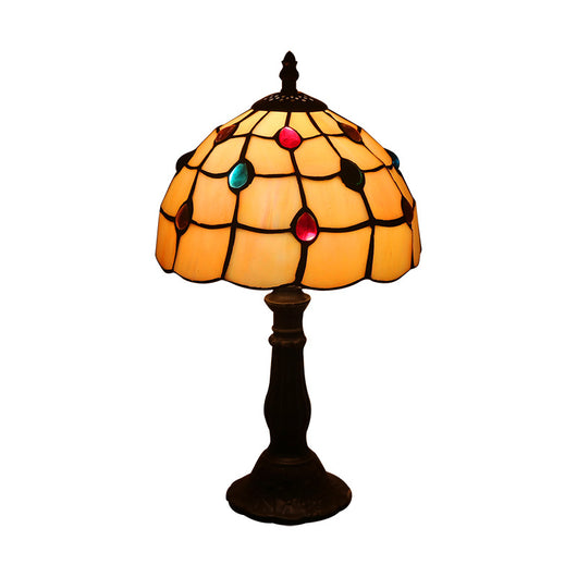 Lámpara de Mesa Vintage con Vidrio Ámbar y Base de Resina - Image 12