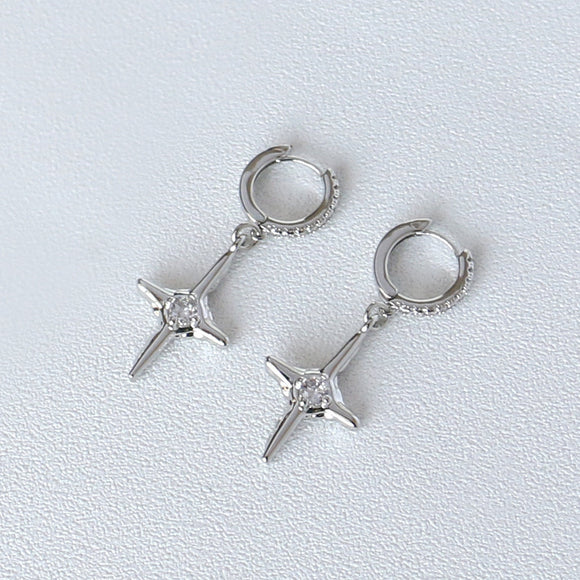 Pendientes de Cruz con Brillantes, Diseño Sencillo y Elegante