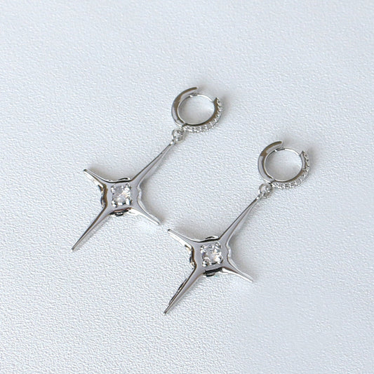 Pendientes de Cruz con Brillantes, Diseño Sencillo y Elegante