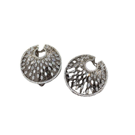 Aretes de Flor Diamante Completo con Zirconia en Panal Colgante - Image 6