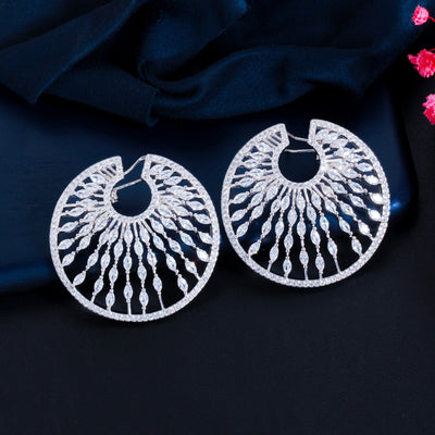 Aretes de Flor Diamante Completo con Zirconia en Panal Colgante - Image 4