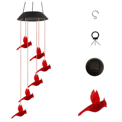 Lámpara Solar Cambia Colores con Carillón de Viento - Bola de Cristal Colibrí y Mariposa - Image 12