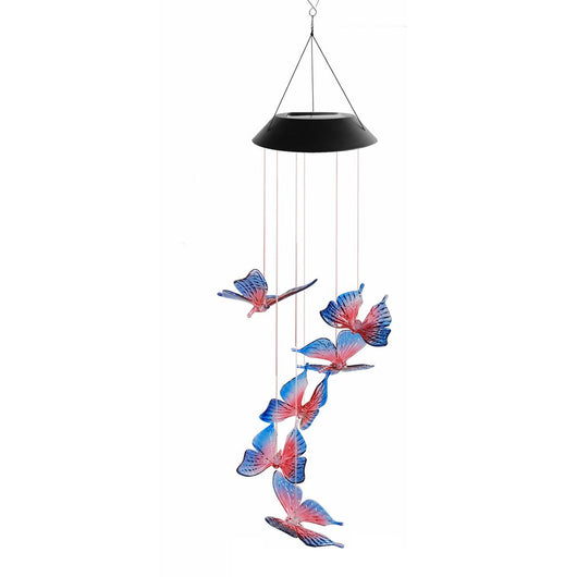 Lámpara Solar Cambia Colores con Carillón de Viento - Bola de Cristal Colibrí y Mariposa - Image 11