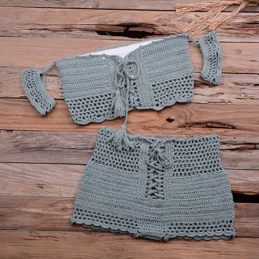 Bikini Tejido Bohemio Multicolor - Traje de Baño Crochet Estilo Europeo - Image 10