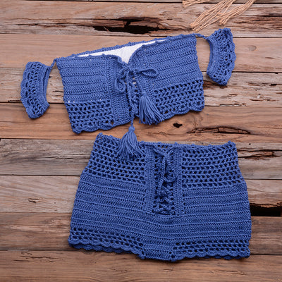 Bikini Tejido Bohemio Multicolor - Traje de Baño Crochet Estilo Europeo - Image 8