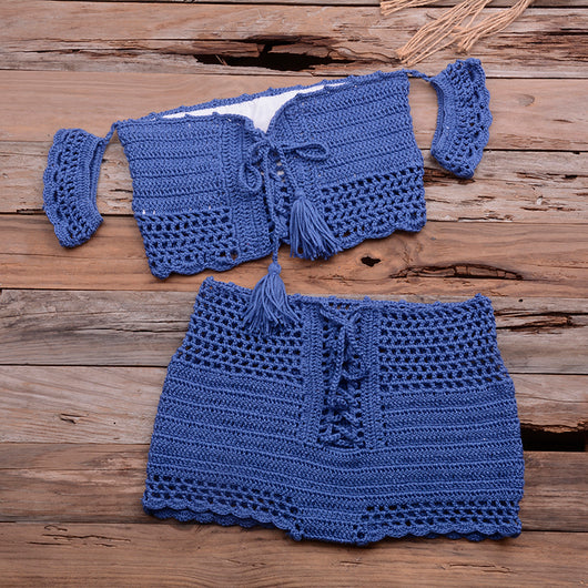 Bikini Tejido Bohemio Multicolor - Traje de Baño Crochet Estilo Europeo - Image 8