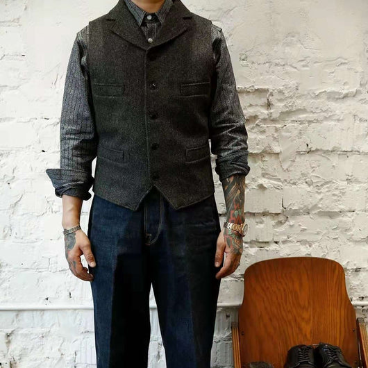 Chaleco de Lana Gruesa Retro para Hombre - Otoño e Invierno - Image 5