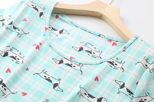 Pijama Corto Tejido Estampado Dibujos Animados Talla Grande Cómodo para Casa - Image 9