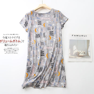 Pijama Corto Tejido Estampado Dibujos Animados Talla Grande Cómodo para Casa - Image 13