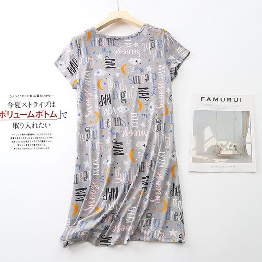 Pijama Corto Tejido Estampado Dibujos Animados Talla Grande Cómodo para Casa - Image 13