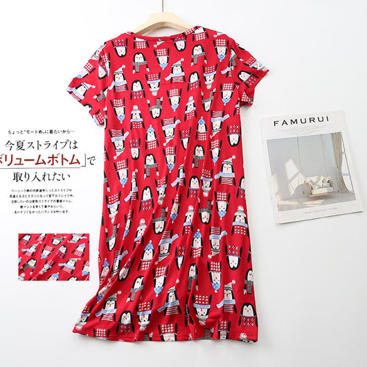 Pijama Corto Tejido Estampado Dibujos Animados Talla Grande Cómodo para Casa - Image 17