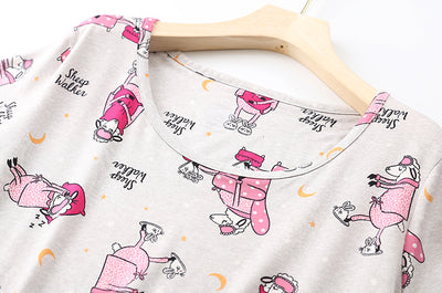 Pijama Corto Tejido Estampado Dibujos Animados Talla Grande Cómodo para Casa - Image 16