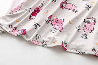 Pijama Corto Tejido Estampado Dibujos Animados Talla Grande Cómodo para Casa - Image 19