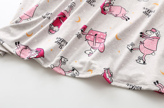 Pijama Corto Tejido Estampado Dibujos Animados Talla Grande Cómodo para Casa - Image 19