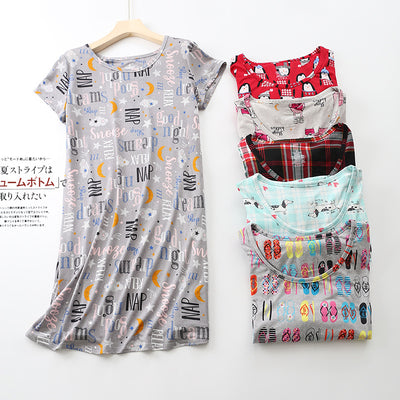 Pijama Corto Tejido Estampado Dibujos Animados Talla Grande Cómodo para Casa - Image 22
