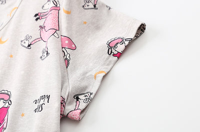 Pijama Corto Tejido Estampado Dibujos Animados Talla Grande Cómodo para Casa - Image 24