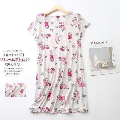 Pijama Corto Tejido Estampado Dibujos Animados Talla Grande Cómodo para Casa - Image 25