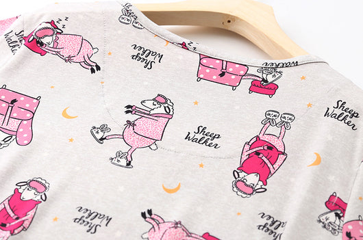 Pijama Corto Tejido Estampado Dibujos Animados Talla Grande Cómodo para Casa - Image 27