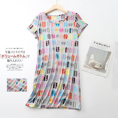 Pijama Corto Tejido Estampado Dibujos Animados Talla Grande Cómodo para Casa - Image 43