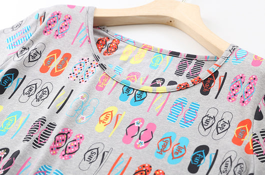 Pijama Corto Tejido Estampado Dibujos Animados Talla Grande Cómodo para Casa - Image 41
