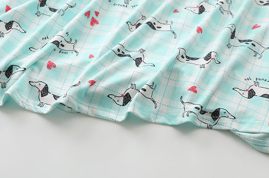 Pijama Corto Tejido Estampado Dibujos Animados Talla Grande Cómodo para Casa - Image 48