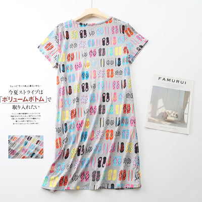 Pijama Corto Tejido Estampado Dibujos Animados Talla Grande Cómodo para Casa - Image 49