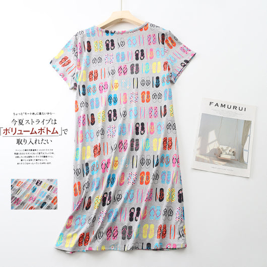 Pijama Corto Tejido Estampado Dibujos Animados Talla Grande Cómodo para Casa - Image 49
