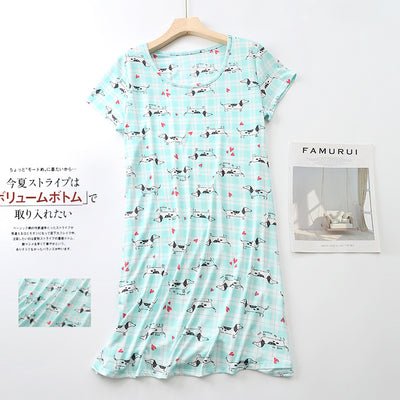 Pijama Corto Tejido Estampado Dibujos Animados Talla Grande Cómodo para Casa - Image 47