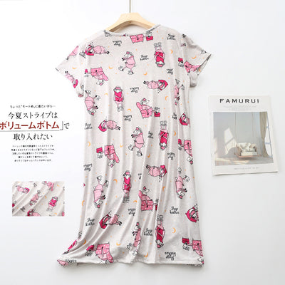 Pijama Corto Tejido Estampado Dibujos Animados Talla Grande Cómodo para Casa - Image 5