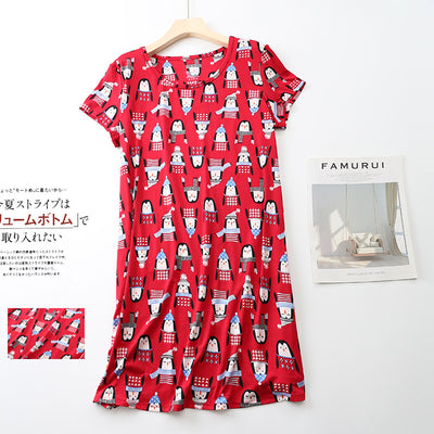 Pijama Corto Tejido Estampado Dibujos Animados Talla Grande Cómodo para Casa - Image 2